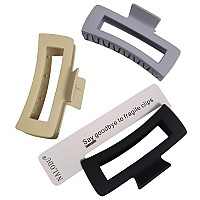 Nalodu 5 Inch Hair Claw Clips Extra Large Square 13 Cm No Slip Big Matte Xl Rectangle Clip For Curly Long Thick Hair Women 3 Pa