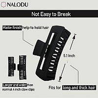 Nalodu 5 Inch Hair Claw Clips Extra Large Square 13 Cm No Slip Big Matte Xl Rectangle Clip For Curly Long Thick Hair Women 3 Pa