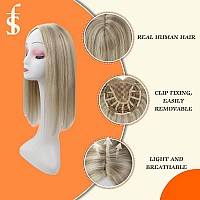 Full Shine Hair Topper For Women With Hair Loss Wiglet Real Human Hair Piece 5 5 Inch Clip In Hair Mono Base Hairpiece No Bang