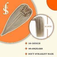 Full Shine Invisible Hair Topper Mono Base Human Topper 5 5 Inch Real Human Hair Clip In Toupee 18Inch Hair Topper Color18613