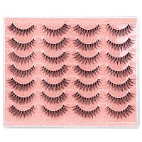 Kiromiro Lashes Wispy False Eyelashes Natural Look 14Mm Clear Band Lashes Fluffy Faux Mink Lashes Cat Eye Short Natural Fake Las