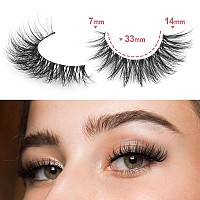 Kiromiro Lashes Wispy False Eyelashes Natural Look 14Mm Clear Band Lashes Fluffy Faux Mink Lashes Cat Eye Short Natural Fake Las