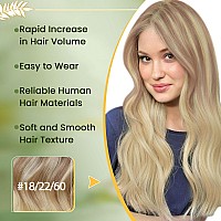 Runature 18 Inch Real Hair Extensions Clip In Human Hair 120G Clip In Hair Extensions Ash Blonde To Light Blonde With Platinum B