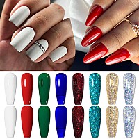 Meet Across Gel Nail Polish Set 8Pcs Green Blue Gold Gel Nail Polish Kit Soak Off Uvled Nail Polish Nail Art Design Salon Hom