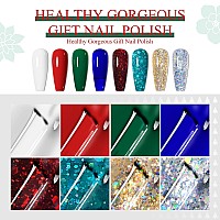 Meet Across Gel Nail Polish Set 8Pcs Green Blue Gold Gel Nail Polish Kit Soak Off Uvled Nail Polish Nail Art Design Salon Hom