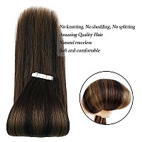 Abh Amazingbeauty Hair Tape In Hair Extensions Human Hair 18 Inch Rooted Darkest Brown Highlighted Chestnut Brown Tape In Extens