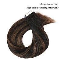 Abh Amazingbeauty Hair Tape In Hair Extensions Human Hair 18 Inch Rooted Darkest Brown Highlighted Chestnut Brown Tape In Extens