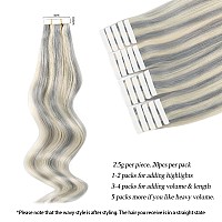 Abh Amazingbeauty Hair Tape In Hair Extensions Human Hair Silver White Highlighted Platinum Blonde Tape In Extensions Color Psi