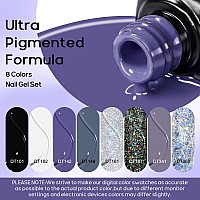 Meet Across Gel Nail Polish Set 8Pcs Grey Gel Nail Polish Kit Soak Off Uvled Nail Polish Nail Art Design Salon Home Gifts For