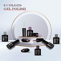 Meet Across Gel Nail Polish Set 8Pcs Grey Brown Gel Nail Polish Kit Soak Off Uvled Nail Polish Nail Art Design Salon Home Gif