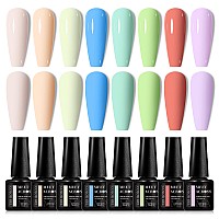 Meet Across Gel Nail Polish Set 8Pcs Macaron Gel Nail Polish Kit Soak Off Uvled Nail Polish Nail Art Design Salon Home Gifts