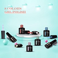 Meet Across Gel Nail Polish Set 8Pcs Macaron Gel Nail Polish Kit Soak Off Uvled Nail Polish Nail Art Design Salon Home Gifts