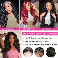 Glueless Wigs Human Hair Pre Plucked 200 Density Hd Lace Front Wigs Human Hair Body Wave Pre Cut 5X5 Closure Wigs For Beginners