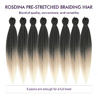 Rosdina Prestretched Braiding Hair 30 Inch 8 Packs Ombre Blonde 3 Tones Hair For Twist Or Box Braids Yaki Texture Hot Water