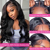 Catti Glueless Wigs Human Hair Pre Plucked Pre Cut 5X5 Hd Closure Wigs For Beginners 200 Density Body Wave Lace Front Wigs Human