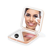 Omiro Folding Compact Mirror 1X10X300R Magnification 3 Pocket Size Square Hand Mirror For Travel Makeup Peach Fuzz