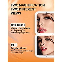 Omiro Folding Compact Mirror 1X10X300R Magnification 3 Pocket Size Square Hand Mirror For Travel Makeup Peach Fuzz