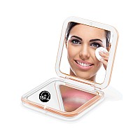 Omiro Folding Compact Mirror 1X15X250R Magnification 3 Pocket Size Square Hand Mirror For Travel Makeup Peach Fuzz