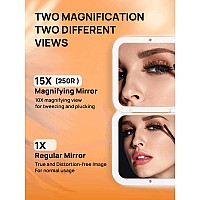 Omiro Folding Compact Mirror 1X15X250R Magnification 3 Pocket Size Square Hand Mirror For Travel Makeup Peach Fuzz