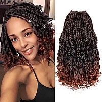 Wavy Senegalese Twist Crochet Hair Ginger 12 Inch Pre Looped Short Crochet Hair With Curly Ends 8 Packs Curly Crochet Hair For B