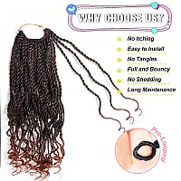 Wavy Senegalese Twist Crochet Hair Ginger 12 Inch Pre Looped Short Crochet Hair With Curly Ends 8 Packs Curly Crochet Hair For B