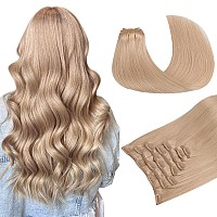 Maxita Hair Extensions Clip In Human Hair 7Pcs 120G Pinky Dirty Blonde 22 Inchclip In Hair Extensions Real Human Hair Extensio