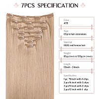 Maxita Hair Extensions Clip In Human Hair 7Pcs 120G Pinky Dirty Blonde 22 Inchclip In Hair Extensions Real Human Hair Extensio