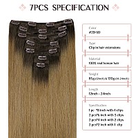 Maxita Hair Extensions Clip In Human Hair 7Pcs 120G Ash Dark To Light Chestnut Brown 24 Inchclip In Hair Extensions Real Human