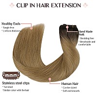 Maxita Hair Extensions Clip In Human Hair 7Pcs 120G Ash Dark To Light Chestnut Brown 24 Inchclip In Hair Extensions Real Human