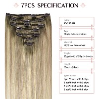 Maxita Hair Extensions Clip In Human Hair 7Pcs 120G Light Ash Brown To Dirty Brown And Sun Blonde 18 Inchclip In Hair Extensio