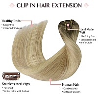 Maxita Hair Extensions Clip In Human Hair 7Pcs 120G Light Ash Brown To Dirty Brown And Sun Blonde 18 Inchclip In Hair Extensio