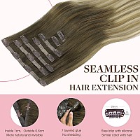 Goo Goo Clip In Hair Extensions Real Human Hair Remy Human Hair Extensions Clip Ins For Women Natural Human Hair 24Inch 120G