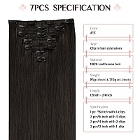 Maxita Hair Extensions Clip In Human Hair 7Pcs 120G Tea Black 24 Inchclip In Hair Extensions Real Human Hair Extensions Natura