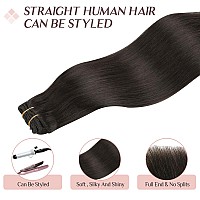 Maxita Hair Extensions Clip In Human Hair 7Pcs 120G Tea Black 24 Inchclip In Hair Extensions Real Human Hair Extensions Natura