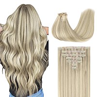 Goo Goo Clip In Hair Extensions Real Human Hair Remy Human Hair Extensions Clip Ins For Women Natural Human Hair 24Inch 120G