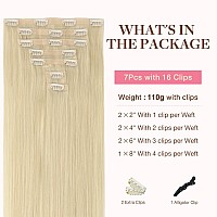 Goo Goo Clip In Hair Extensions Real Human Hair Remy Human Hair Extensions Clip Ins For Women Natural Human Hair 24Inch 120G