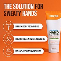 Carpe Antiperspirant Hand Lotion A Dermatologistrecommended Smooth Lotion That Helps Stop Hand Sweat Great For Hyperhidrosis