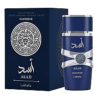 Lattafa Asad Zanzibar for Men Eau de Parfum Spray. 3.4 Ounce