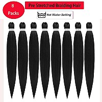 Rosdina Prestretched Braiding Hair 18 Inch 8 Packs Natural Black Longt Braiding Hair For Twist Or Box Braids Yaki Texture Ho