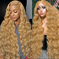 30 Inch Honey Blonde Hd Lace Front Wig Human Hair 13X4 Body Wave Honey Blonde Wig Human Hair 180 Density Ash Blonde Wig Human H