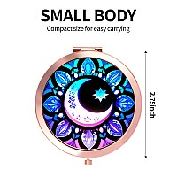 Dynippy Compact Mirror Rose Gold Makeup Mirror Folding Mini Pocket Mirror Portable Hand Mirror Doublesided 2 X 1X Magnification