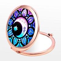 Dynippy Compact Mirror Rose Gold Makeup Mirror Folding Mini Pocket Mirror Portable Hand Mirror Doublesided 2 X 1X Magnification