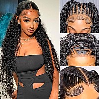 Quenew 13X4 Deep Wave Lace Front Wigs Human Hair 180 Density Deep Curly Hd Transparent Lace Front Wigs Human Hair For Women Pre