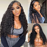 Quenew 13X4 Deep Wave Lace Front Wigs Human Hair 180 Density Deep Curly Hd Transparent Lace Front Wigs Human Hair For Women Pre