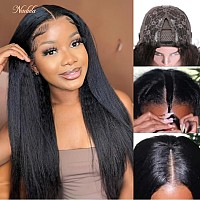 Nadula V Part Wig Yaki Straight Human Hair No Leave Out Glueless Upgraded U Part Wigs For Women10A Yaki Straight Vpart Wigs V