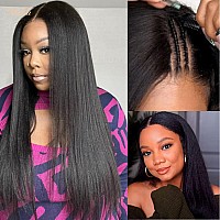 Nadula V Part Wig Yaki Straight Human Hair No Leave Out Glueless Upgraded U Part Wigs For Women10A Yaki Straight Vpart Wigs V