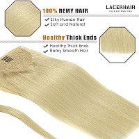 Lacer Platinum Blonde Ponytail Extension Clip In Ponytail Hair Extensions 100 Remy Human Hair Wrap Around Ponytail Long Straigh