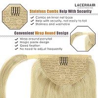 Lacer Platinum Blonde Ponytail Extension Clip In Ponytail Hair Extensions 100 Remy Human Hair Wrap Around Ponytail Long Straigh