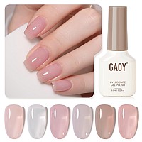 Gaoy Jelly Nude Milky White Gel Nail Polish Set 6 Transparent Colors Sheer Pink Brown Gel Nail Kit For Salon Gel Manicure And N