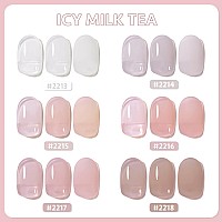 Gaoy Jelly Nude Milky White Gel Nail Polish Set 6 Transparent Colors Sheer Pink Brown Gel Nail Kit For Salon Gel Manicure And N